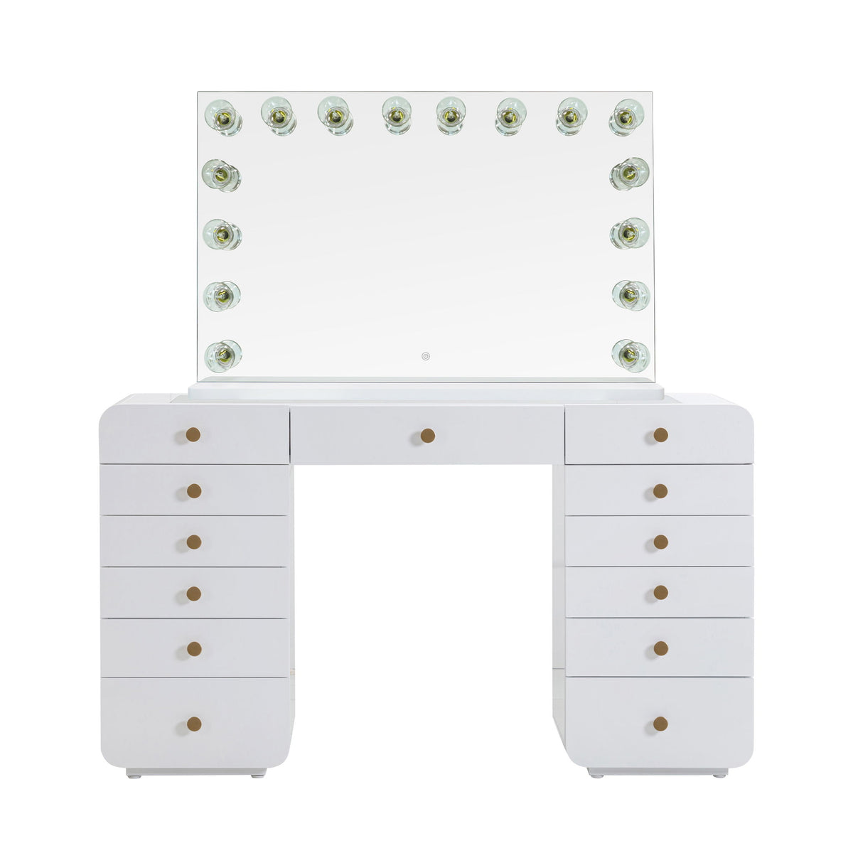 Hollywood - 13-Drawer Desk With Jumbo Vanity Mirror - White
