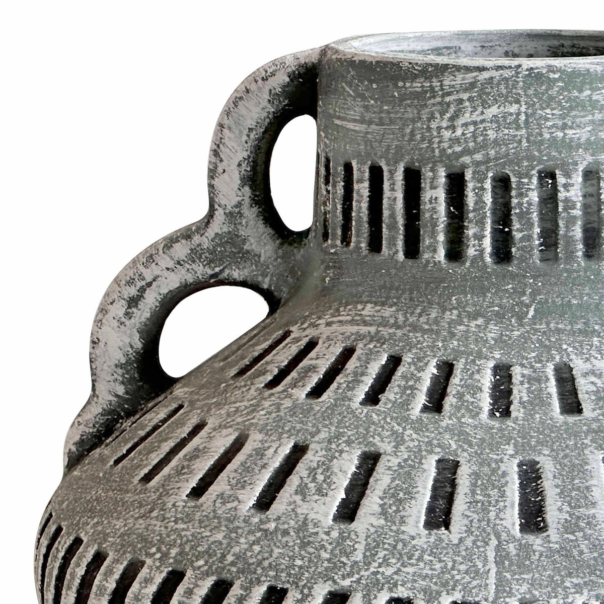 Earthenware - Aztec Wide Flower Vase - Blue