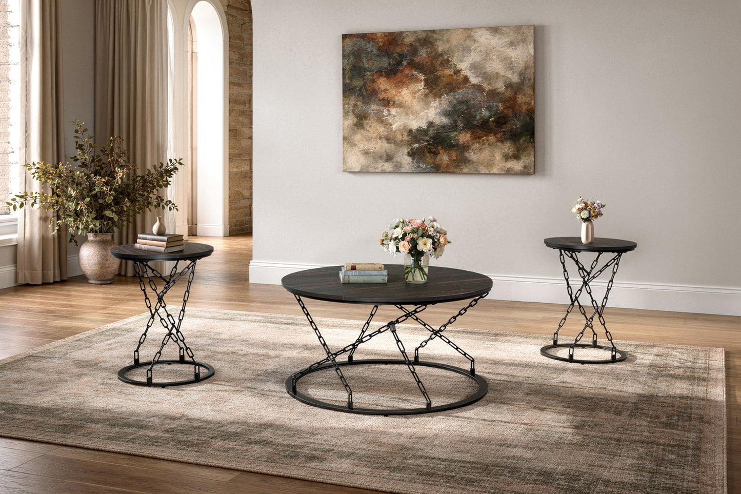 Doran - Occasional Table Set (1 Coffee & 2 End Tables) - Dark Brown / Black