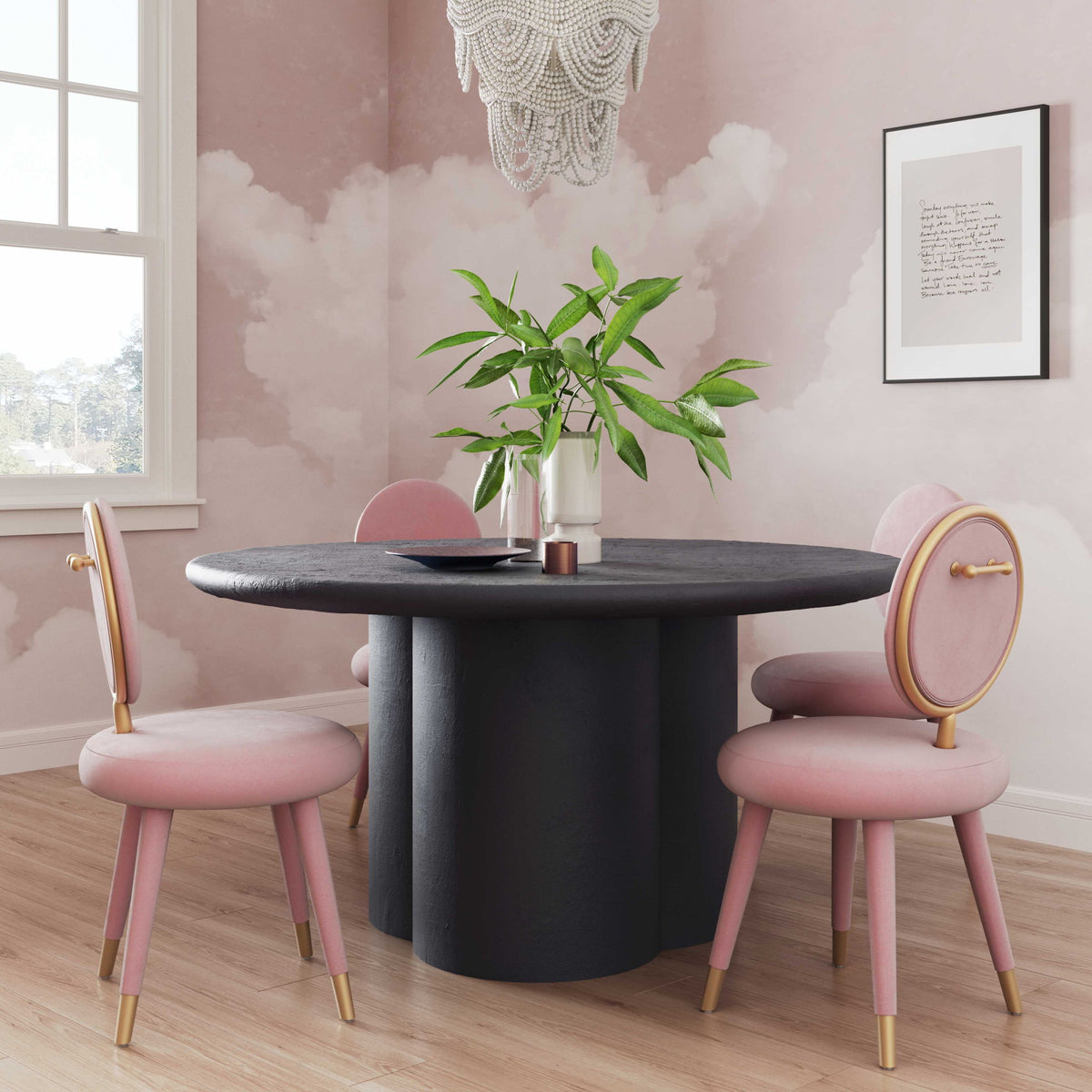 Elika - Faux Plaster Round Dining Table