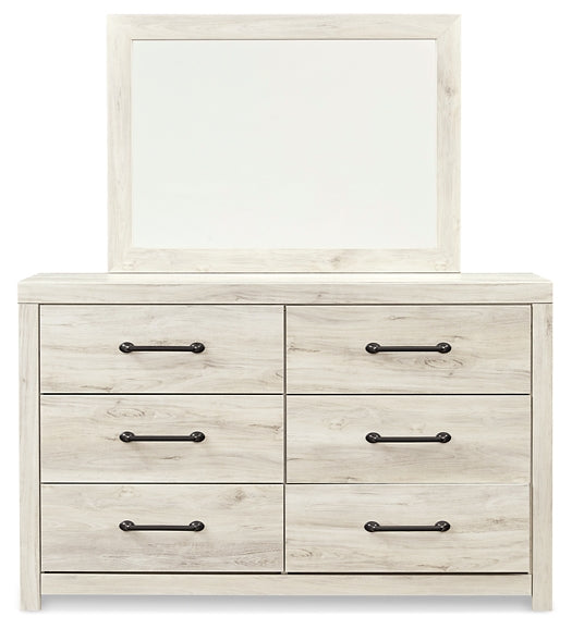 Cambeck Panel Headboard With Mirrored Dresser And 2 Nightstands