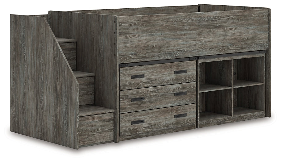 Frandern Twin Loft Bed with Bookcase and Drawer Storage