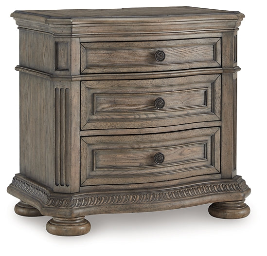 Ardenfield Queen Upholstered Sleigh Bed with Mirrored Dresser, Chest and Nightstand