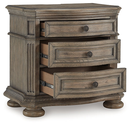 Ardenfield Queen Upholstered Sleigh Bed with Mirrored Dresser, Chest and Nightstand