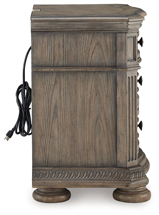Ardenfield Queen Upholstered Sleigh Bed with Mirrored Dresser, Chest and Nightstand