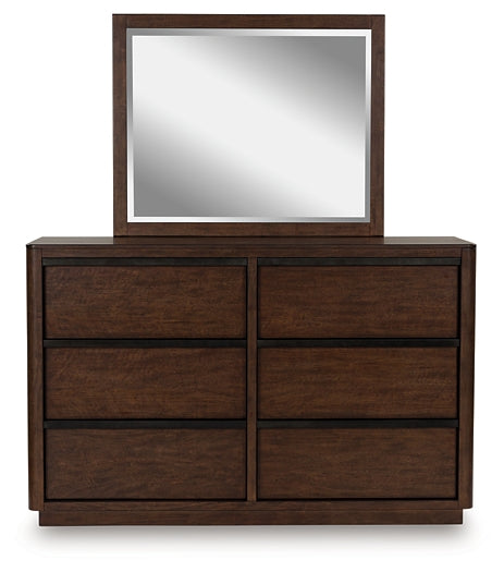 Dilenno Queen Canopy Bed with Mirrored Dresser and Chest