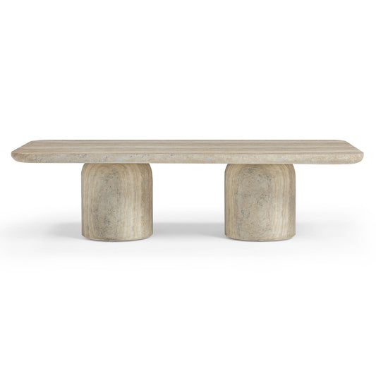 Tyche - Indoor / Outdoor Concrete Rectangular Coffee Table - Faux Travertine