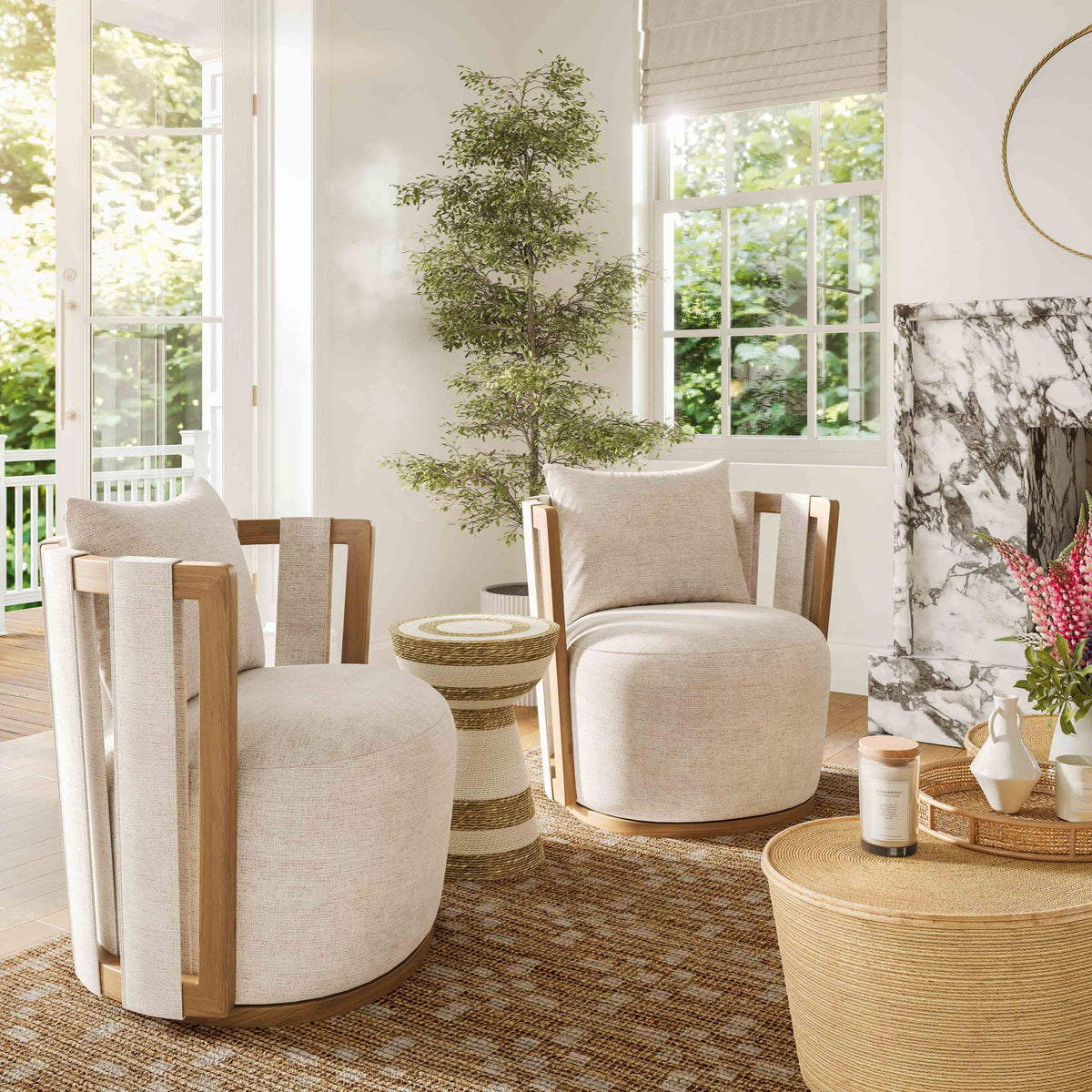 Paolo - Textured Weave Swivel Chair