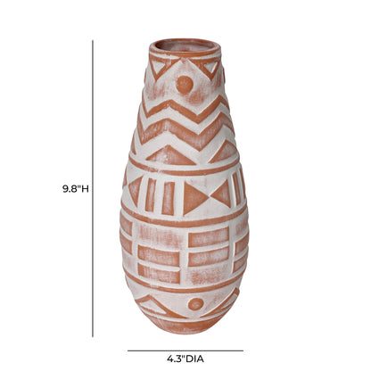 Earthenware - Aztec Teardrop Flower Vase - Terracotta