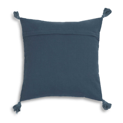Blossom - 20" Printed Cotton Tassel Accent Cushion - Blue