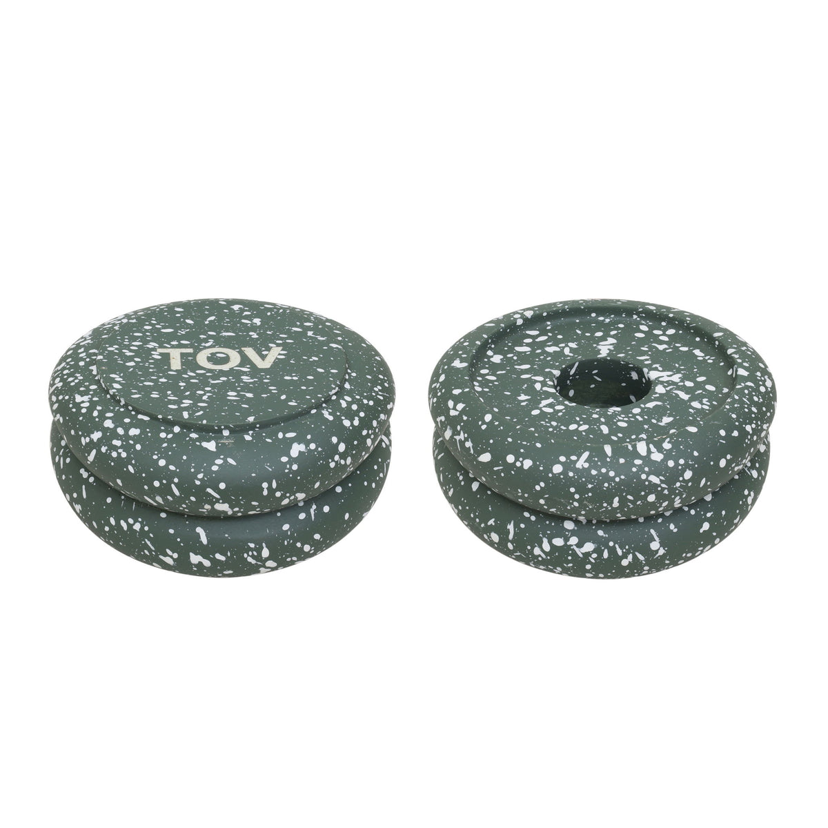 Gabby - Stacking Candle Holder (Set of 2) - Speckled Green