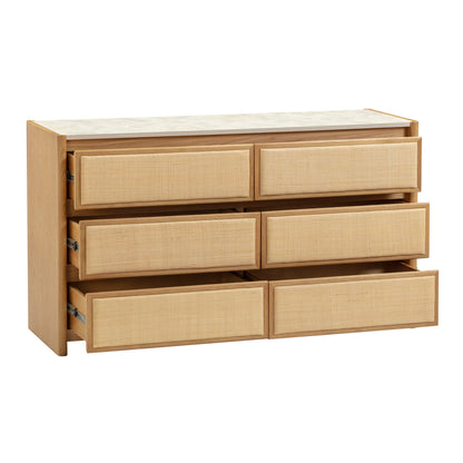 Paige - 6-Drawer Dresser - Natural Oak