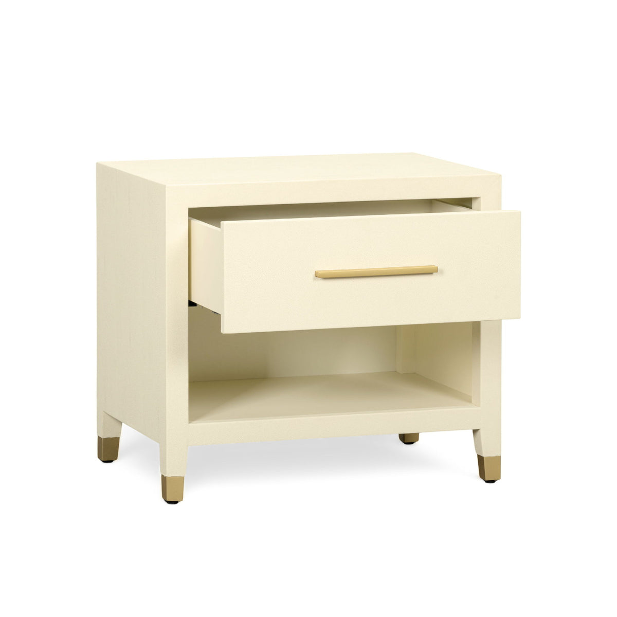 Dani - Faux Shagreen Nightstand With Drawer - Cream