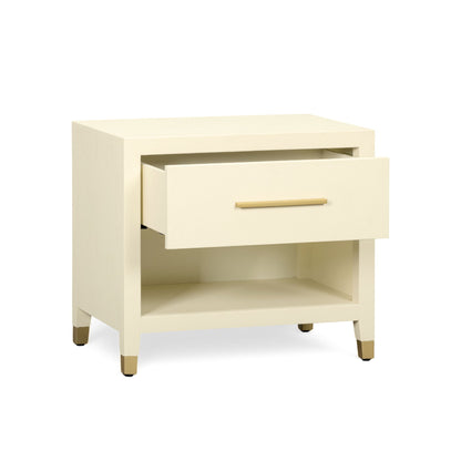 Dani - Faux Shagreen Nightstand With Drawer - Cream