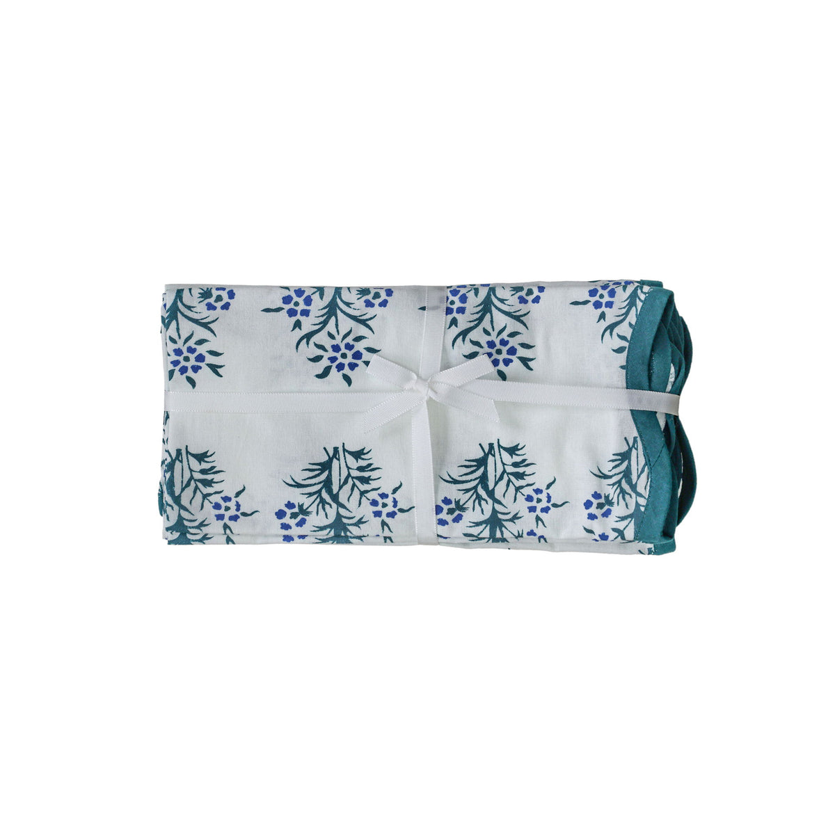 Crissy - Cotton Canvas Printed Napkins (Set of 4) - Blue Cornflower