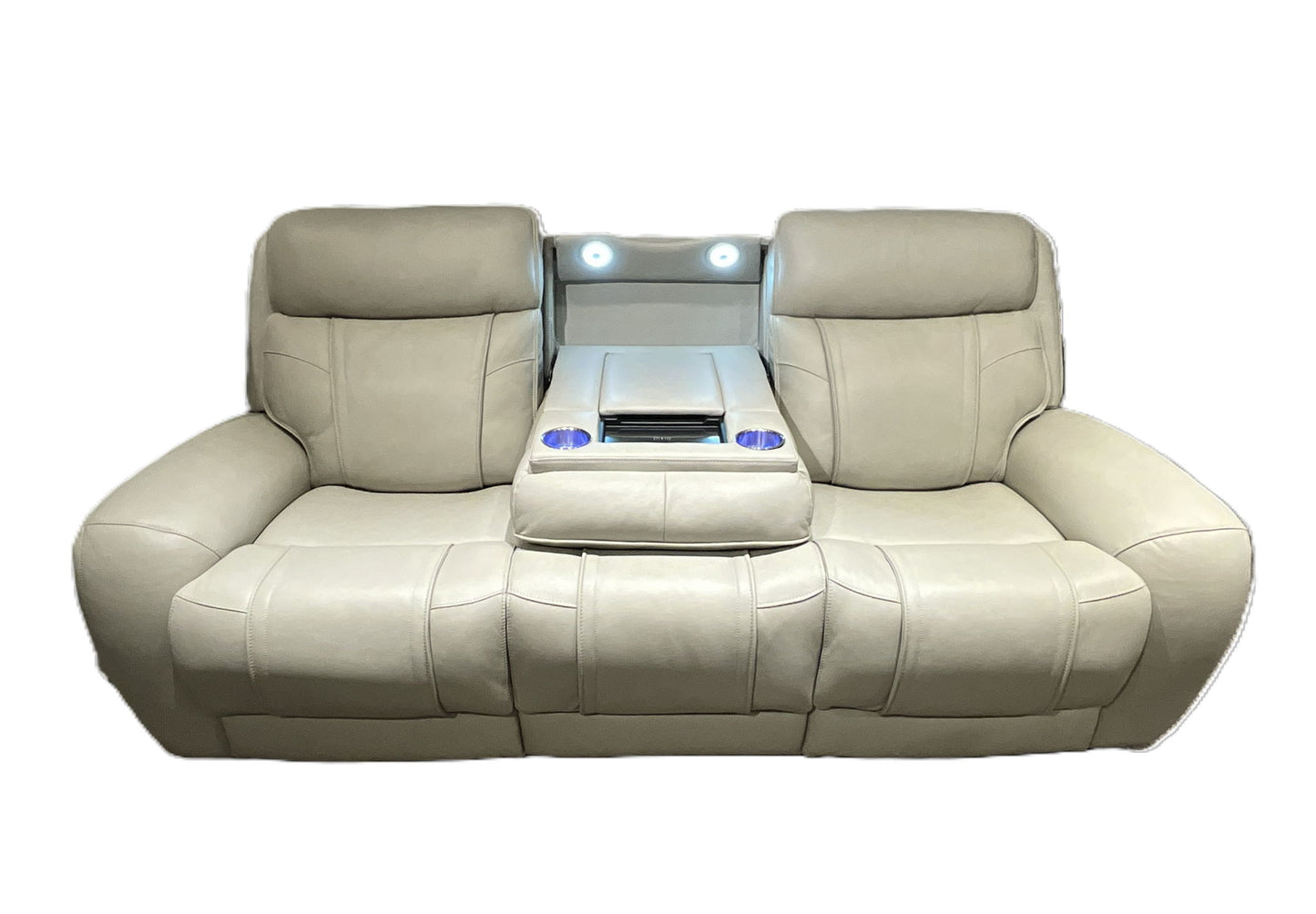 Moorehead - 3P Sofa (Zero Gravity, Drop Down Table With Lights, Wireless Charger And Two Cupholders) - Kona-White