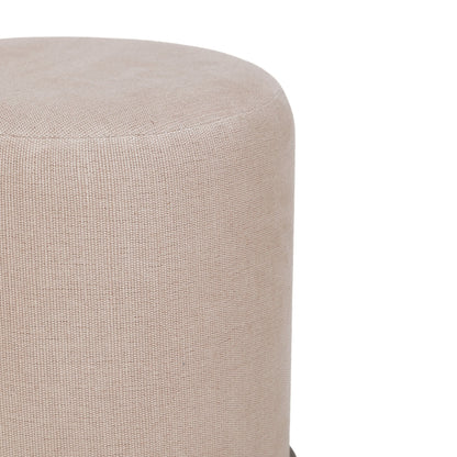 Como - Burl And Cotton Jute Designer Accent Stool - Peach