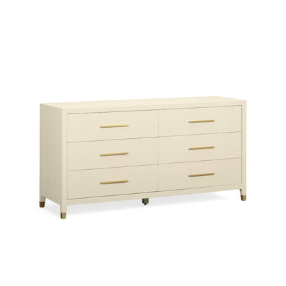 Dani - Faux Shagreen 6-Drawer Dresser - Cream