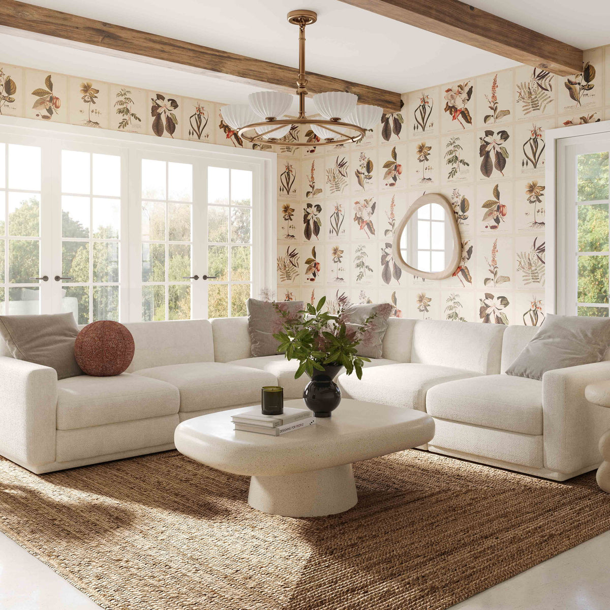 Perry - Modular Large U-Sectional - Cream