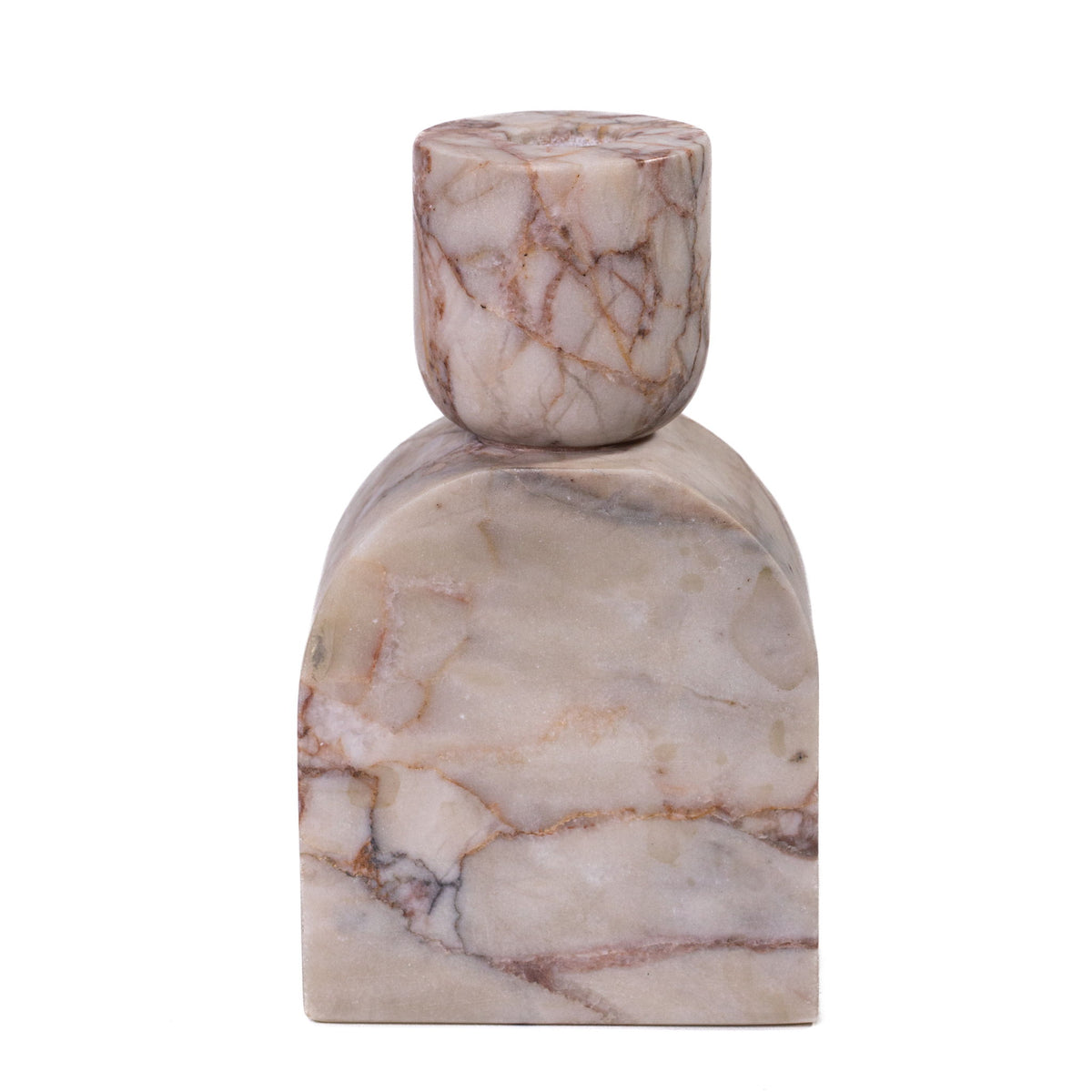 Marble Foundation Candle Holder - White Brown