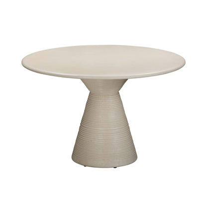 Fern - Textured Faux Plaster Concrete Indoor / Outdoor Round Dining Table - Beige