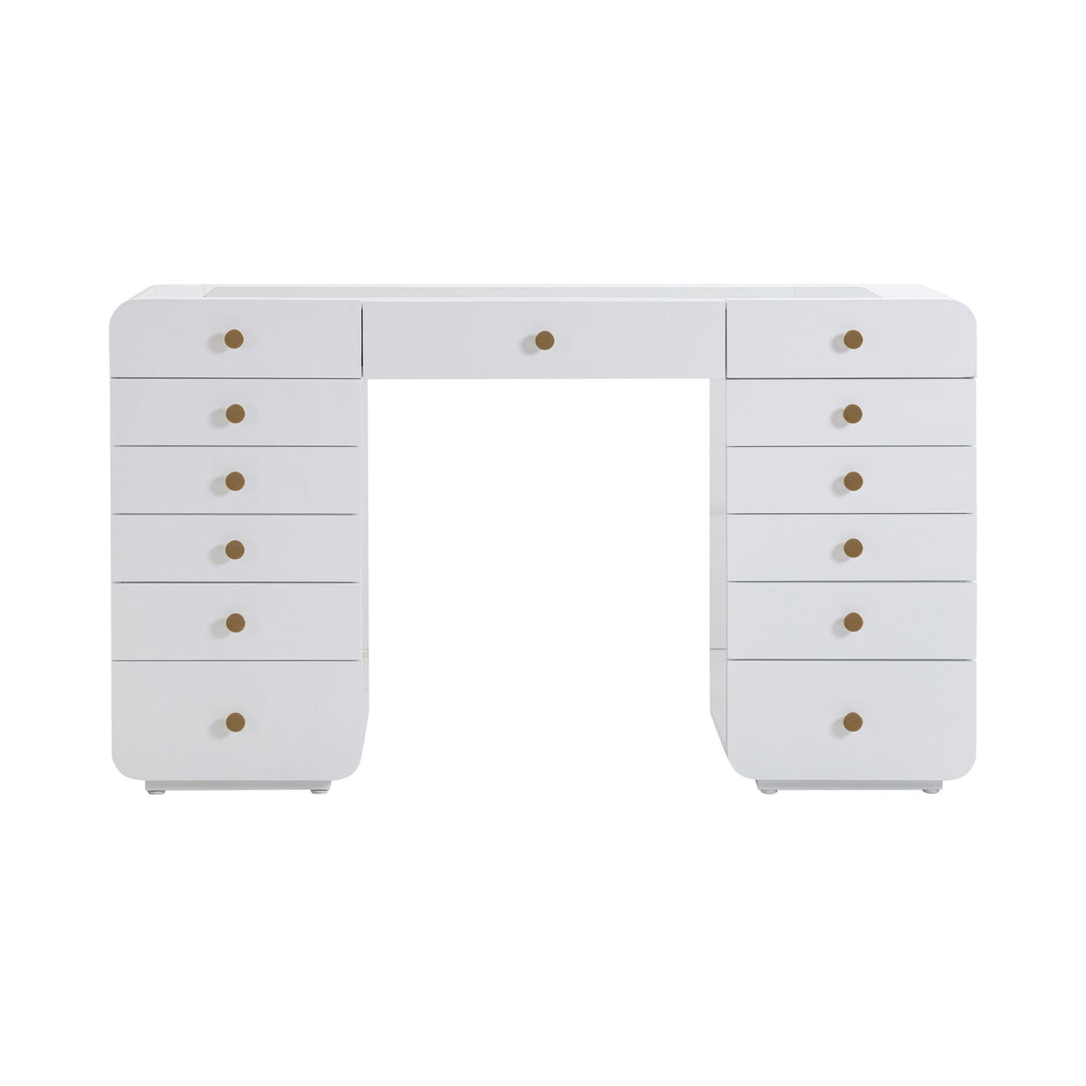 Hollywood - Desk with Jumbo LED Panel Vanity Mirror - White