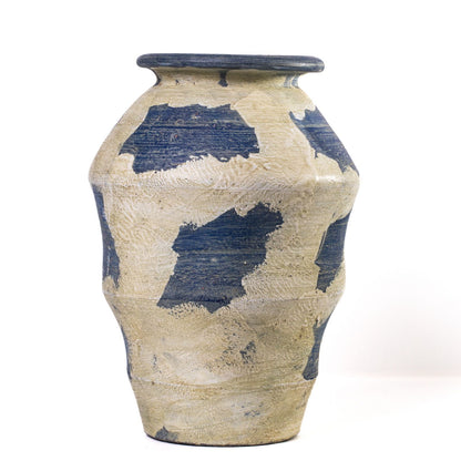 Visha - Terracotta Vase - Cream and Blue