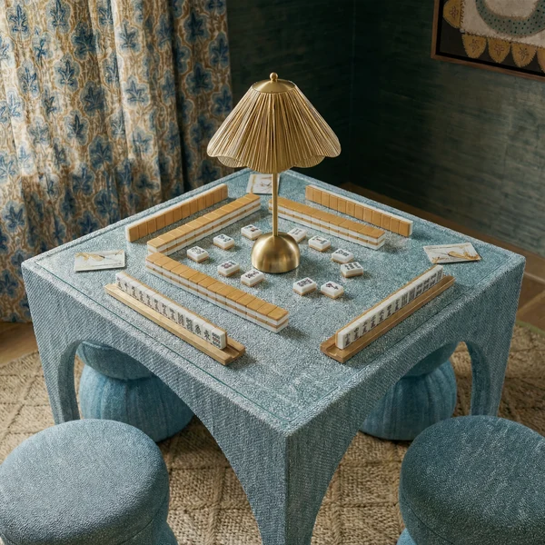 Tomlin 35" Square Mahjong Game Table & 4 Stools Set