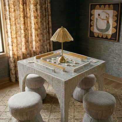 Tomlin 35" Square Mahjong Game Table & 4 Stools Set