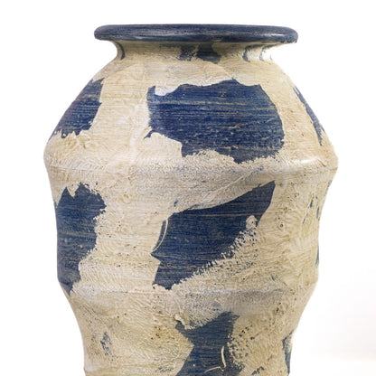 Visha - Terracotta Vase - Cream and Blue