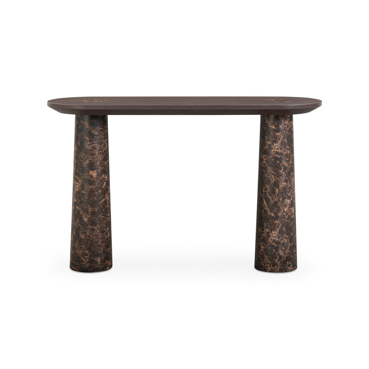 Braya - Faux Emperador Marble Console Table - Dark Brown