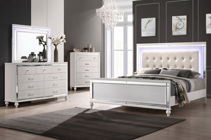 Valentino - Queen 4 Piece Bedroom Set (Bed, Dresser, Mirror, Chest) - White