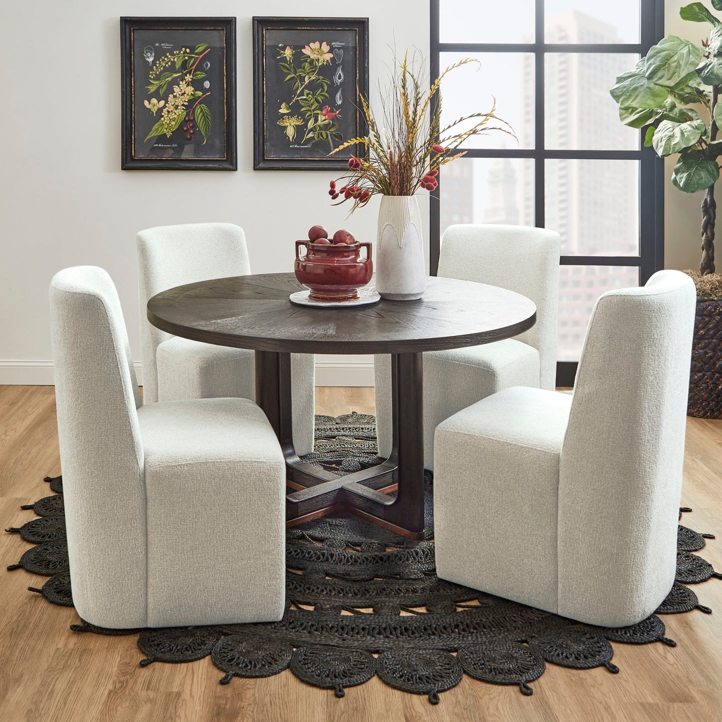 Waterfall - Round Dining Table - Deep Ebony