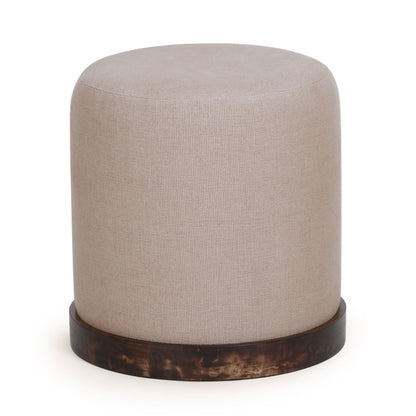 Como - Burl And Cotton Jute Designer Accent Stool - Peach