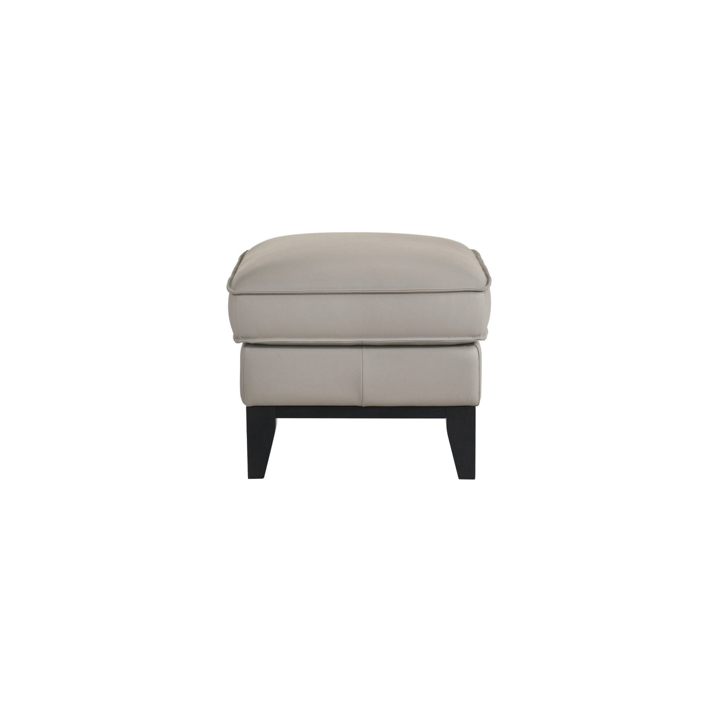 Aaron - Leather Ottoman - Mist Gray