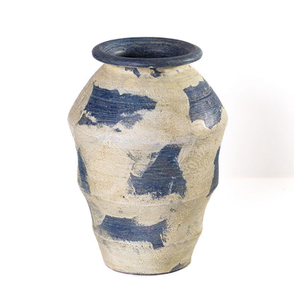 Visha - Terracotta Vase - Cream and Blue