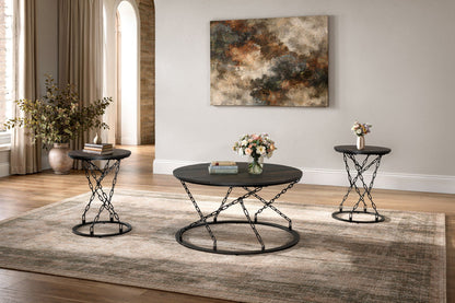 Doran - Occasional Table Set (1 Coffee & 2 End Tables) - Dark Brown / Black
