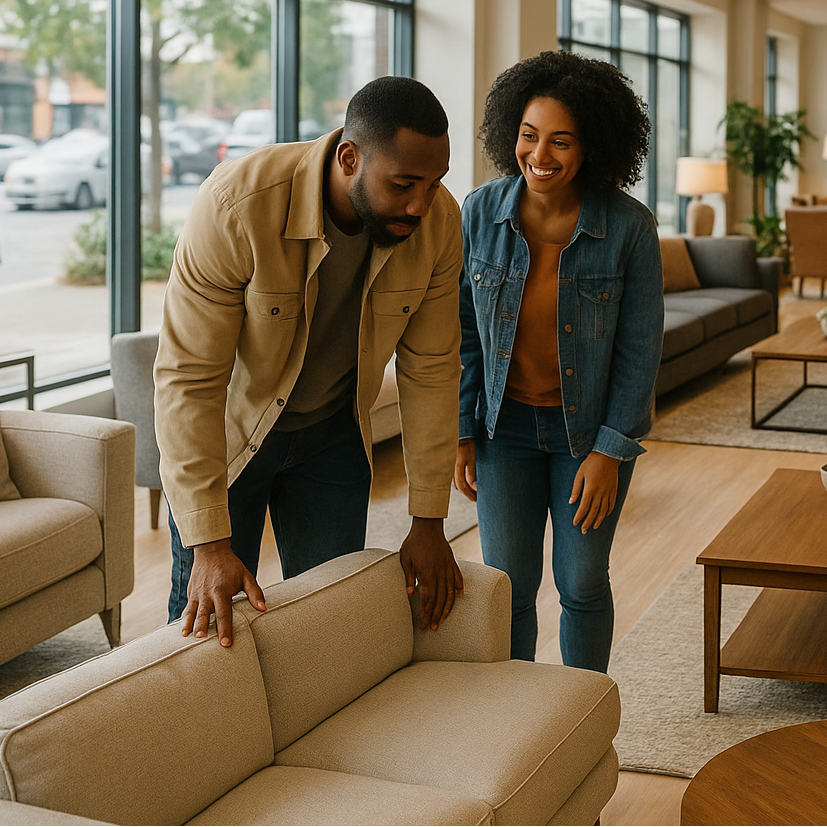 shopping for furniture in store