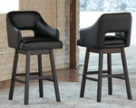 Tallenger Tall UPH Swivel Barstool(2/CN) Black/Dark Brown