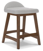Lyncott Upholstered Barstool (2/CN) Light Gray/Brown