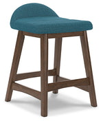 Lyncott Upholstered Barstool (2/CN) Blue/Brown