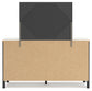 Full Upholstered Panel Bed with Mirrored Dresser and Chest