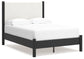 Full Upholstered Panel Bed with Mirrored Dresser and Chest