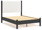 Full Upholstered Panel Bed with Mirrored Dresser and Chest
