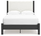 Full Upholstered Panel Bed with Mirrored Dresser and Chest