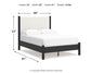 Full Upholstered Panel Bed with Mirrored Dresser and Chest