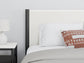 Full Upholstered Panel Bed with Mirrored Dresser and Chest