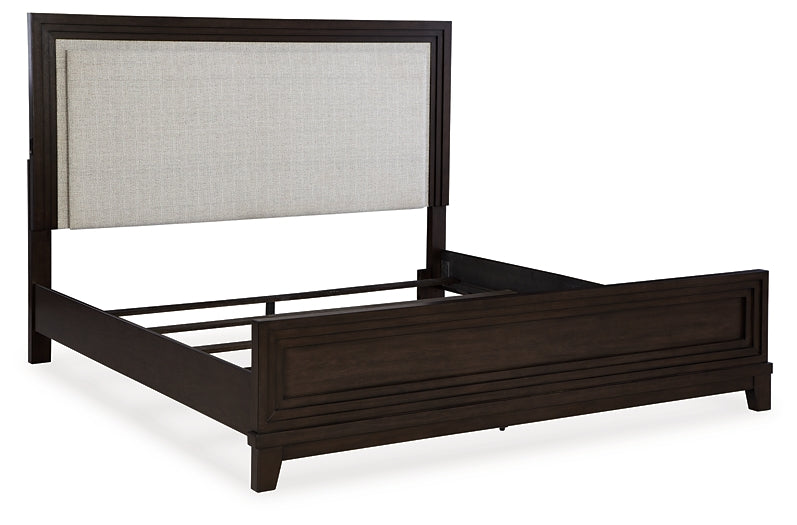 Neymorton King Upholstered Panel Bed with Dresser