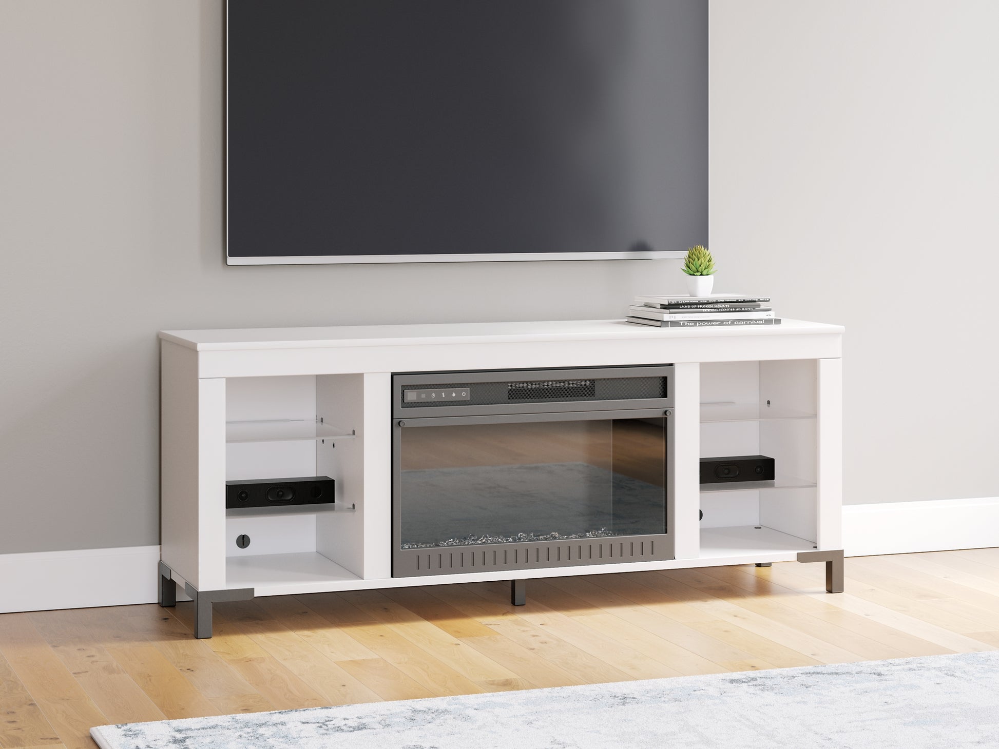 Brollevi TV Stand with Fireplace - White Brollevi TV Stand with Fireplace - White
