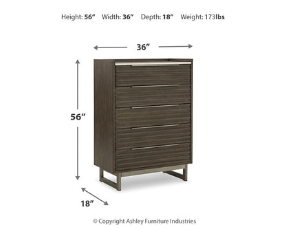 Arkenton California King Panel Bed with Mirrored Dresser and Chest
